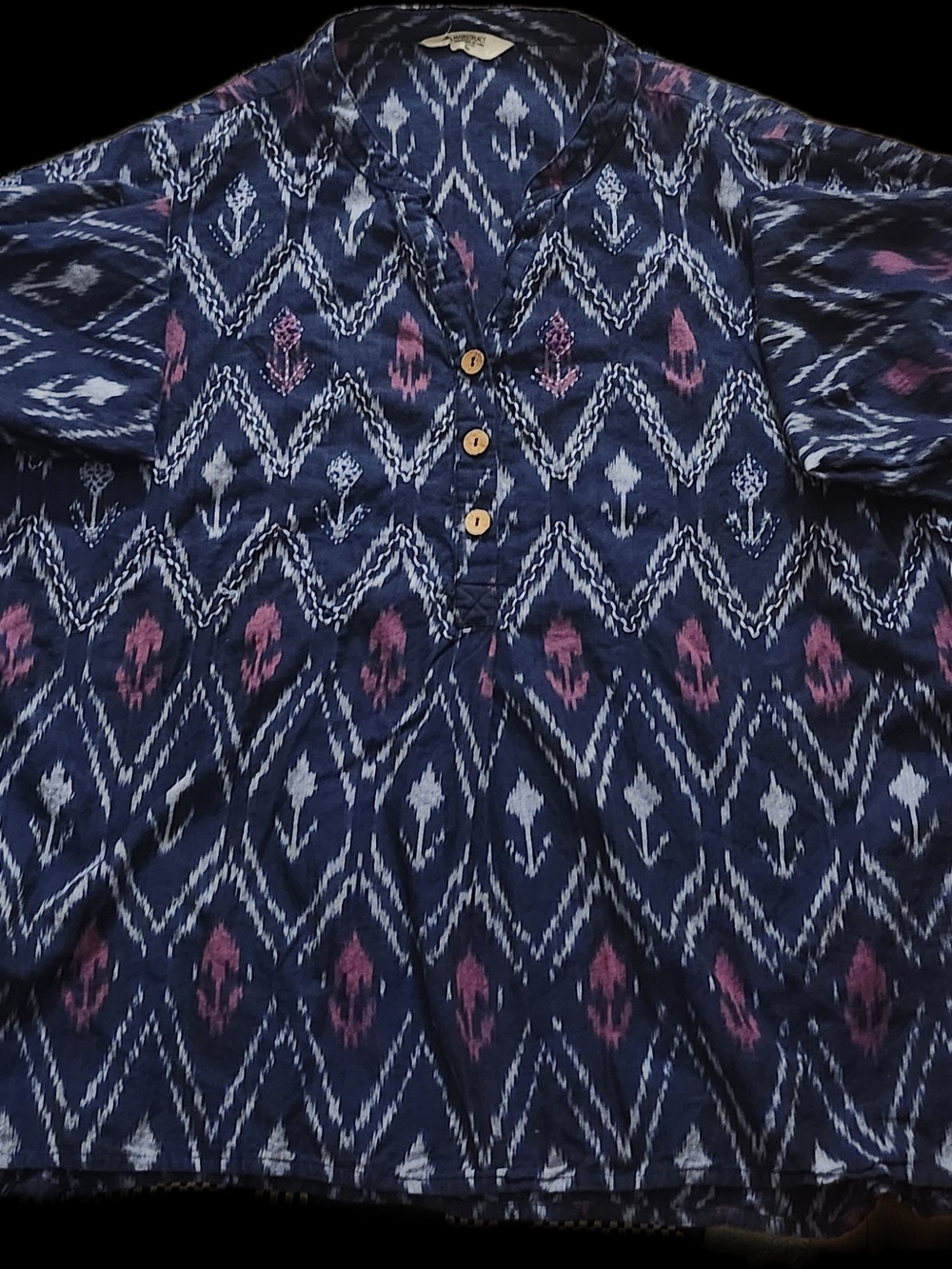 MarketPlace Handwork of India 100% Cotton Ikat Tunic Blouse